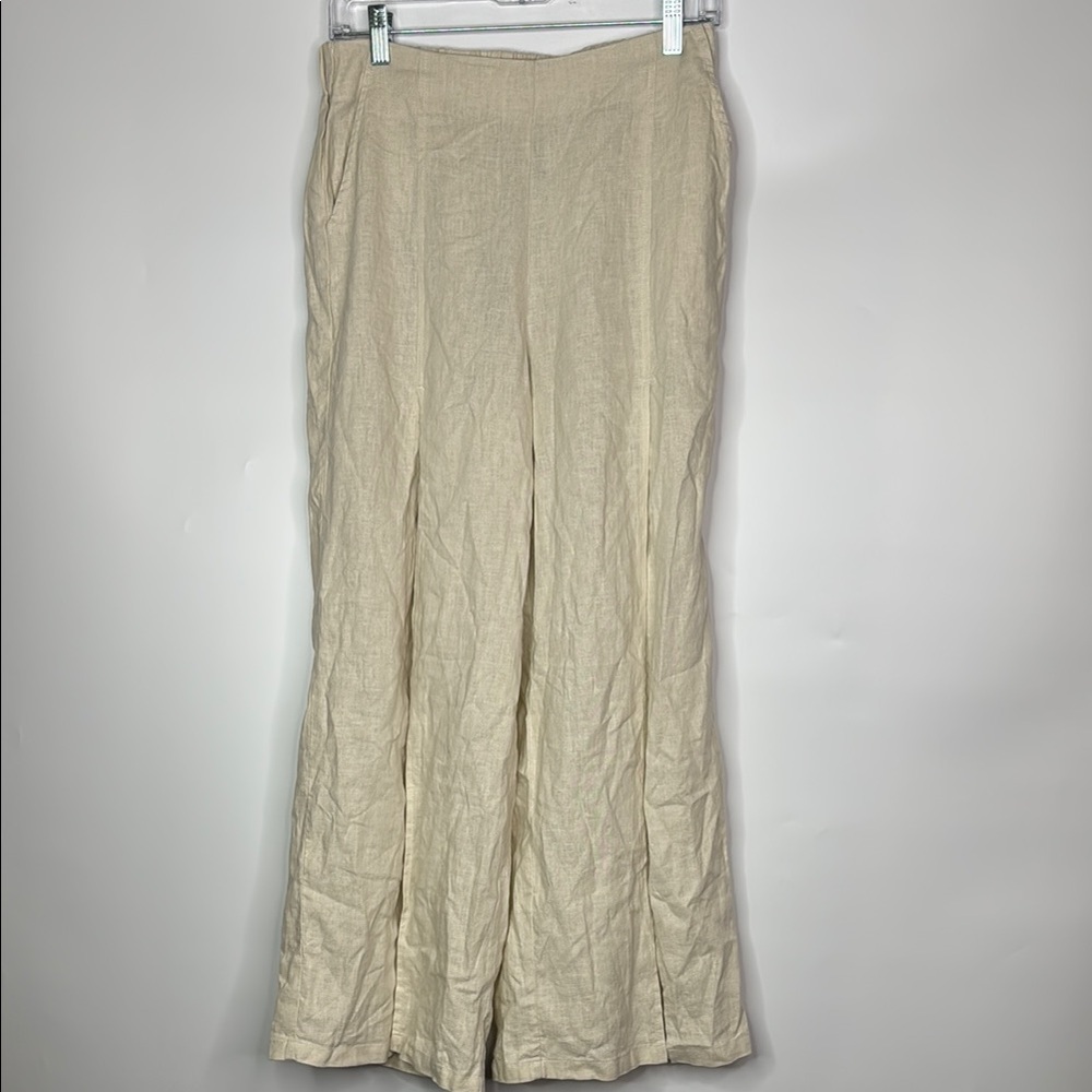 Happily Grey Split Leg Linen Blend Pants Size Medium NWT